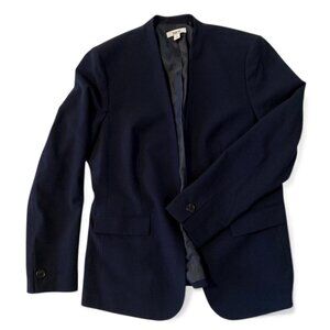 Bar lll Womens Bi-Stretch Collarless Open Front Blazer Size L Navy